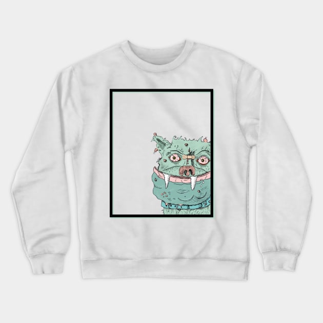 Green Monster Dog Crewneck Sweatshirt by Little Birds